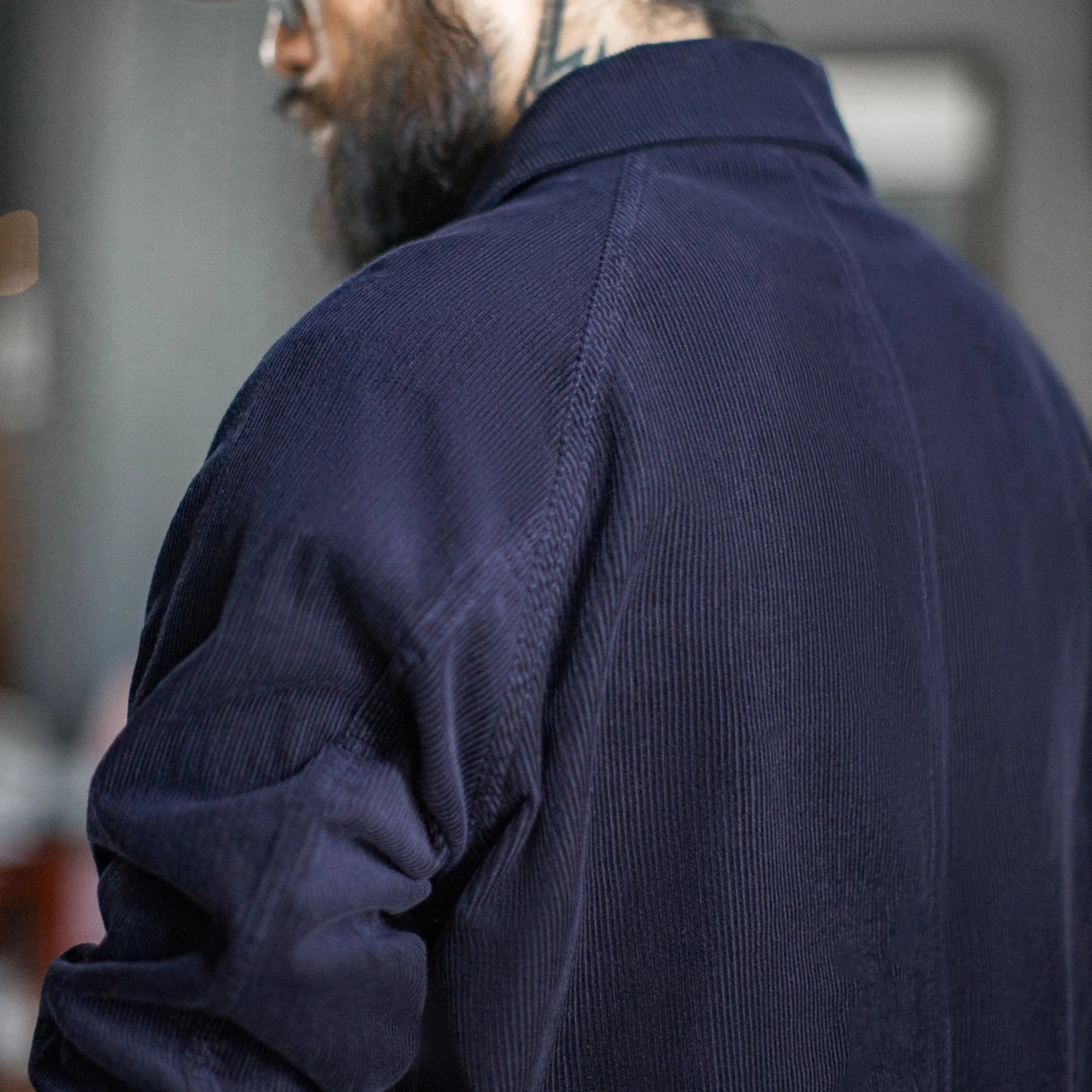 Maden Men's Vintage Corduroy Safari Jacket Navy Blue Lightweight Hunting Coat with 4 Pockets Single-Breasted Spring Fall Outwear