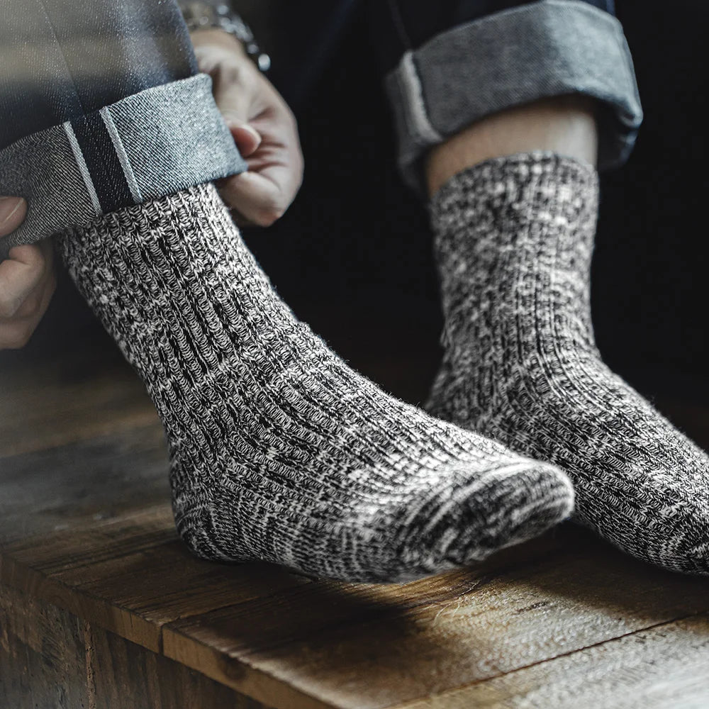 Maden Retro Knitted Mid-calf Cotton Socks Casual Sports Sweat-absorbent Breathable Long Socks Same Style for Men and Women