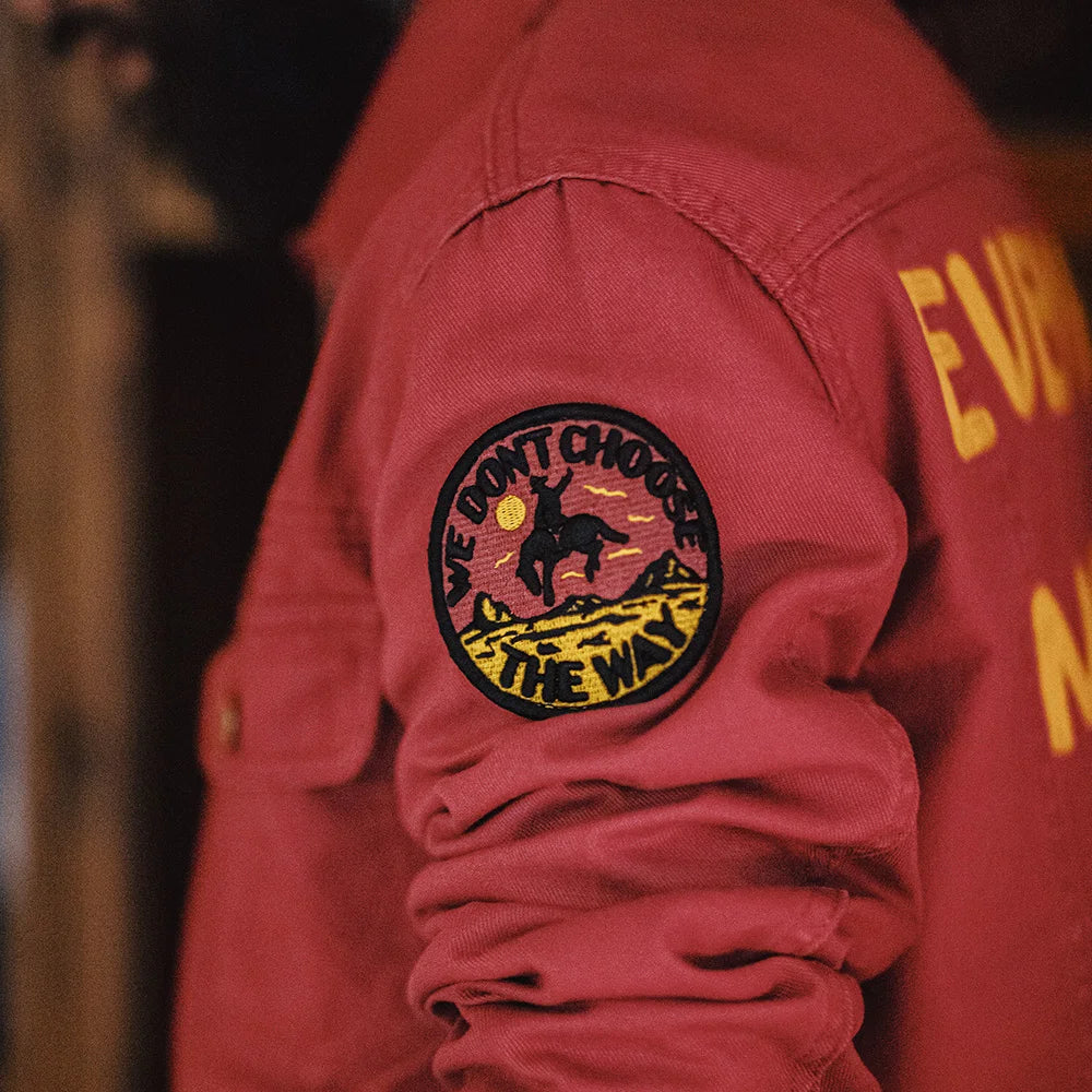 Maden New Vintage Heavy-Duty Letter Embroidered 12MJZ Jacket Red Slim-Fit Canvas Lapel Coat Men's Spring Zip-Up Casual Outerwear