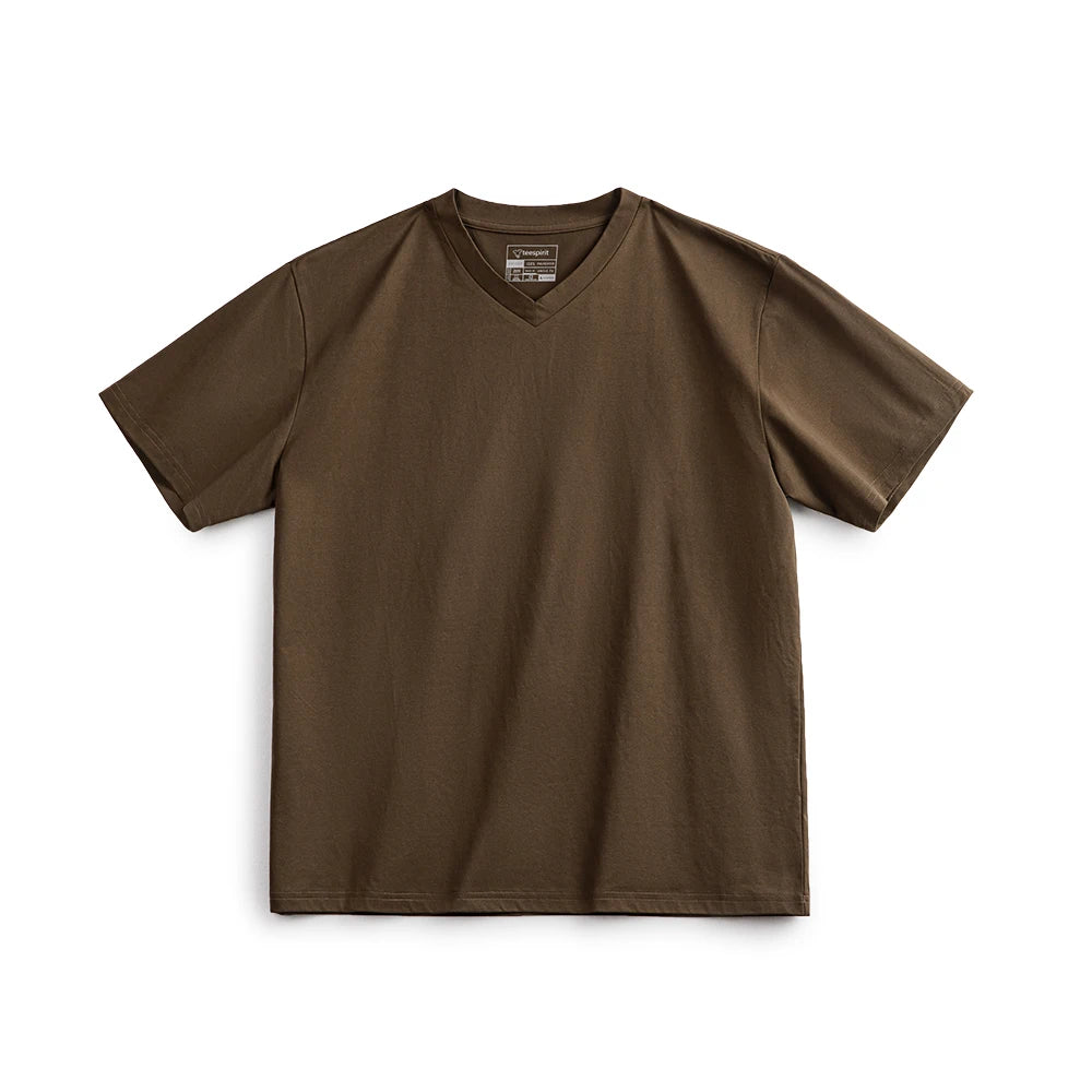 Maden Sorona Quick-drying Sweat-absorbent and Cool Short-sleeved T-shirt V-neck Solid Color Daily Versatile Top for Men's Summer