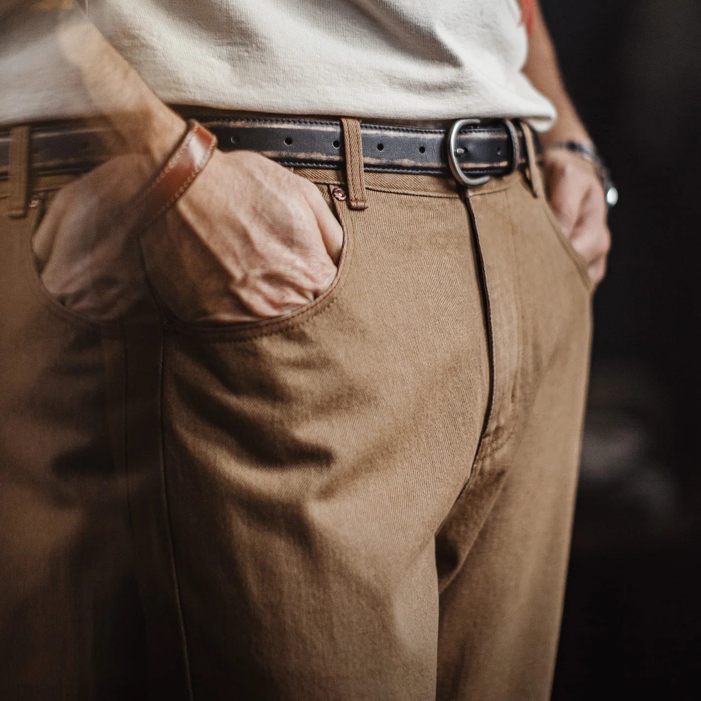 Maden Vintage Men's Washed Brown Jeans Heavyweight Soft Straight-Leg Long Pants Zip Fly Commuting Trousers for Spring Fall