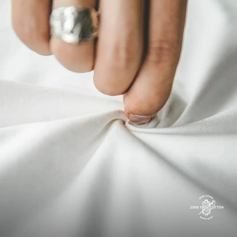 Maden Summer Solid Color Short Sleeve T-Shirts 100% Cotton Round Neck Tees with Rolled Edge Cuffs Casual Tops for Men