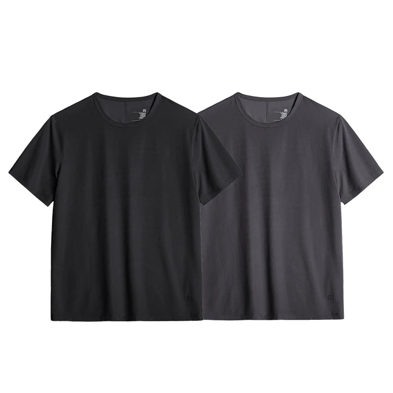 Maden Men's Cooling Quick-Dry Short-sleeved T-Shirt High Elastic Solid Color Crew Neck Relaxed Fit Sports & Casual Summer Top