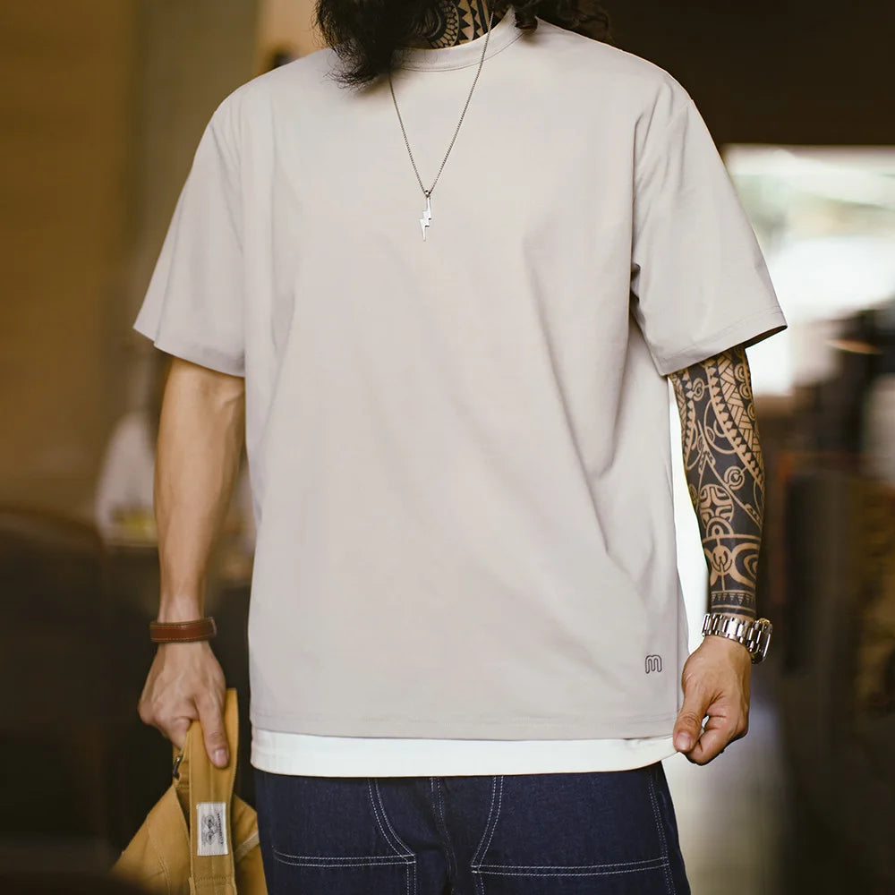 Maden Men's Quick-Dry UV Protection Short Sleeves T-Shirt UPF 50+ Anti-Bacterial Loose Fit Crew Neck Tee for Summer Outdoor Tops