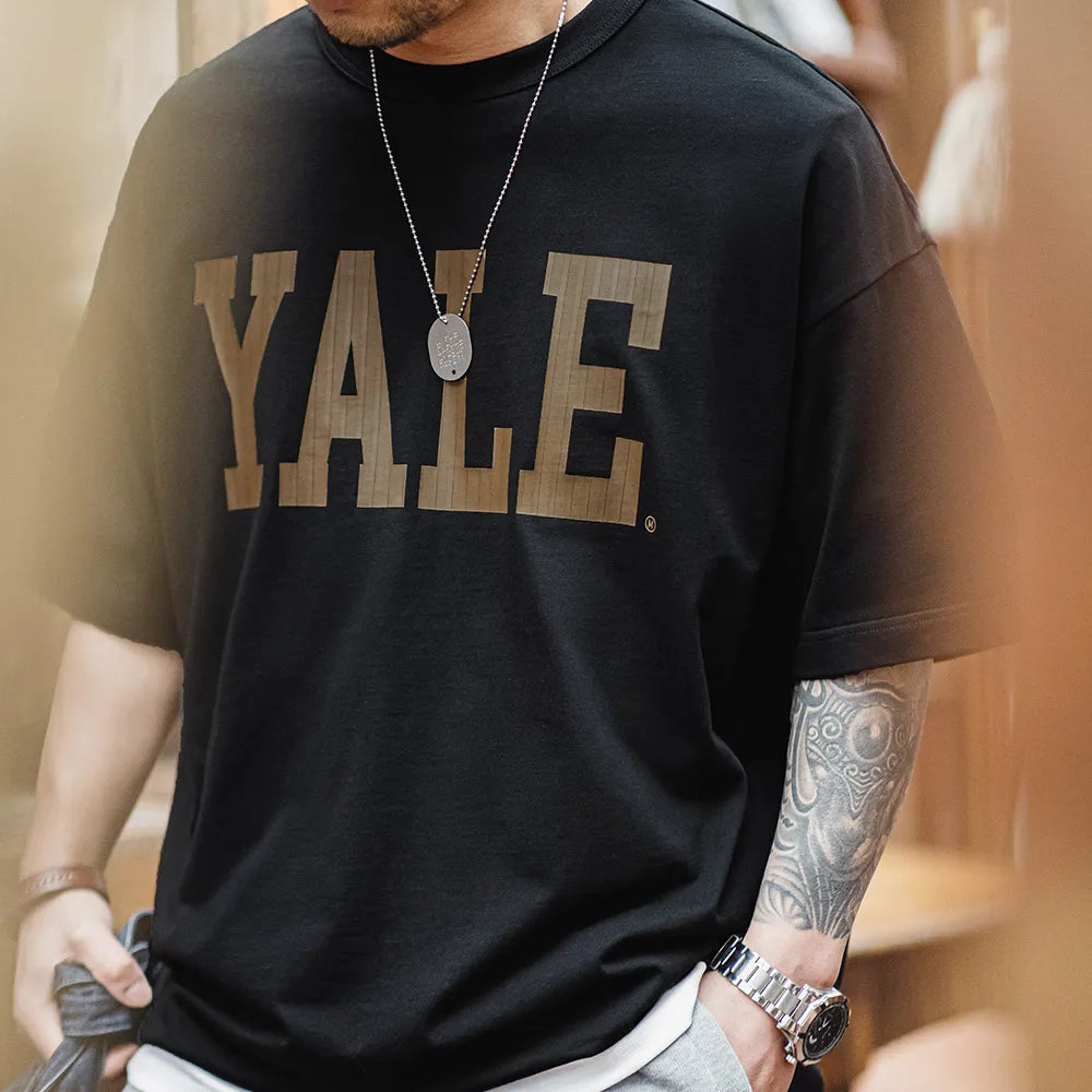 Maden Letter Print O-Neck T-shirts Men College Style Basic Top Cotton Short Sleeve Tees Men's Summer Casual T Shirt Black Shirts